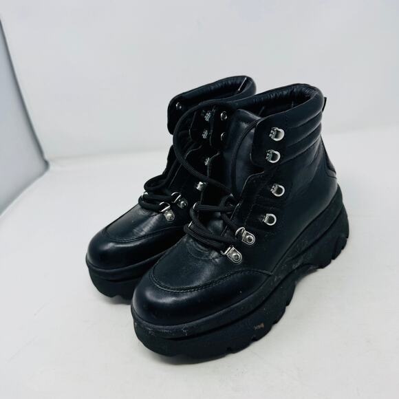 Steve Madden Husky Platform Combat Boots Black Women’s Size 7 - Picture 1 of 16